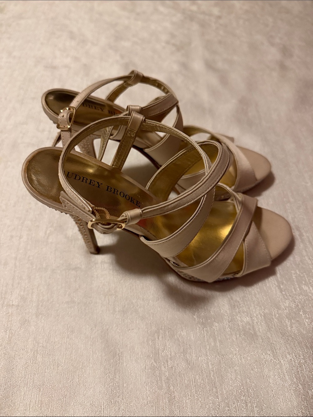 Audrey Brooke Nude Strappy Heel Sandals Heels - Picture 4 of 6